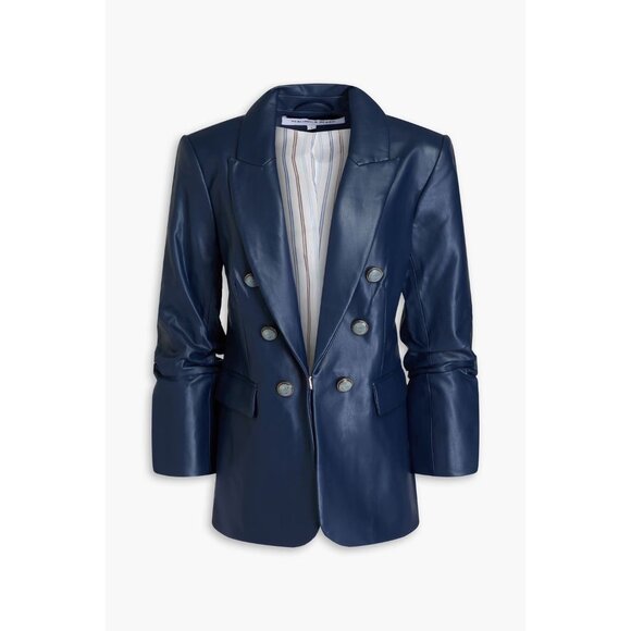 NWOT VERONICA BEARD Beacon Storm Blue Faux Leather Dickey Jacket Blazer, Size 2 - Picture 4 of 16